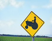 Tractor road caution sign, cover artwork for May 2006 Sound Consumer