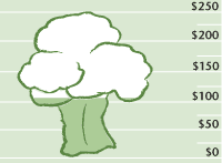 Broccoli graph representing amount of funds raised for April 30 deadline.