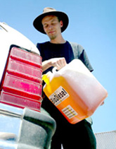 Man putting fuel into gas tank. Photo courtesy of Biodiesel America