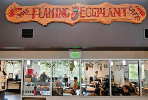 Flaming Eggplant Cafe sign