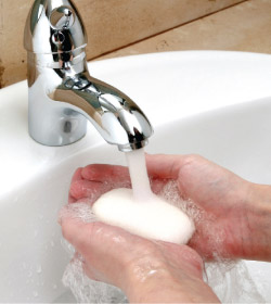 person washing hands