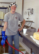 Volunteer Konni Miller at the Golden Glen Creamery