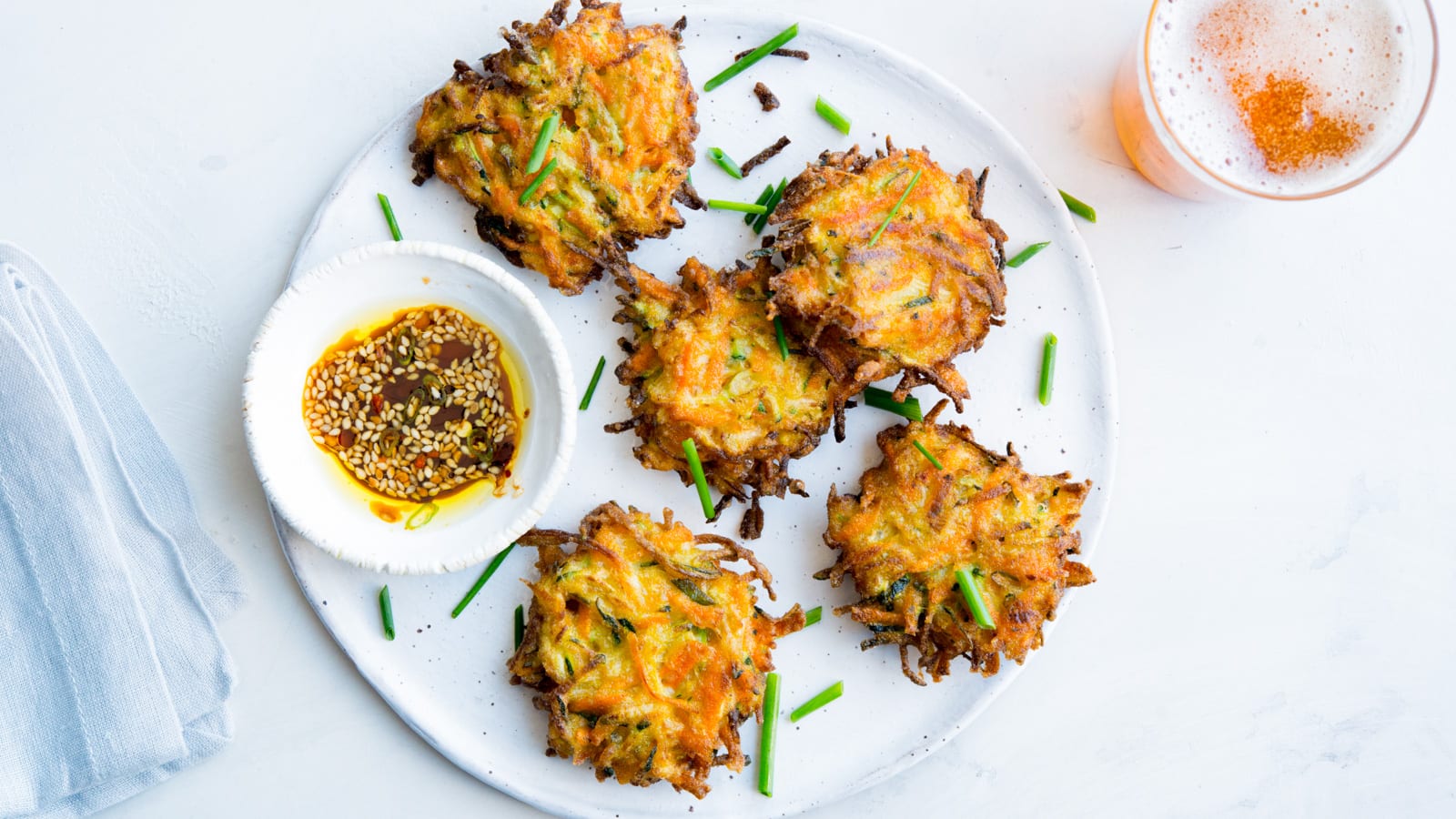 Korean Vegetable Pancakes (Hobak Buchim)