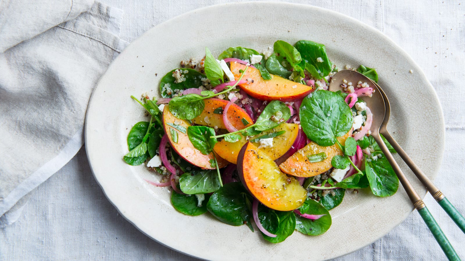 Quinoa Salad with Peaches and Pickled Onions