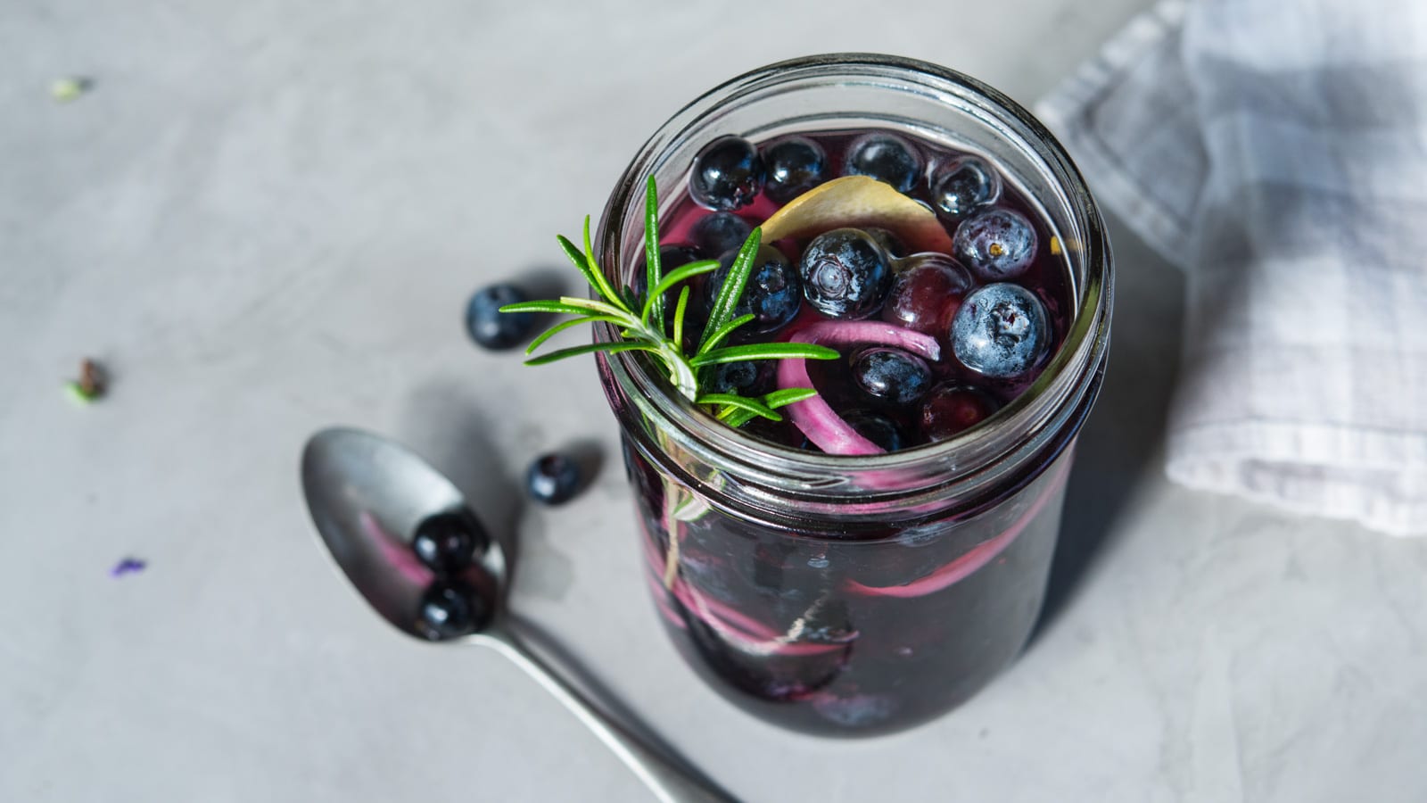 Rosemary-Lemon Pickled Blueberries