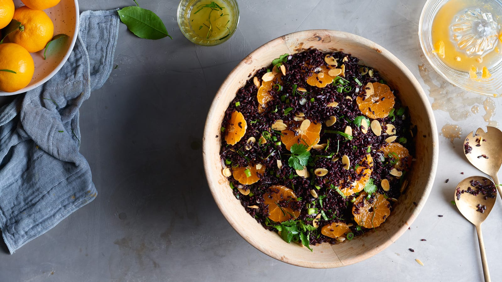 Tangerine and Black Rice Salad with Fresh Herbs