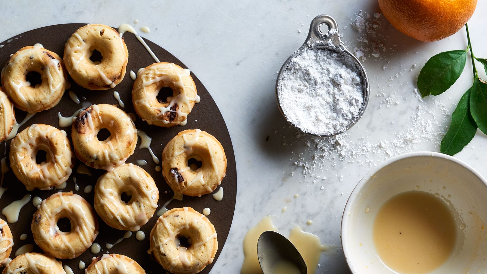Glazed Tangerine and Chocolate Mini Donuts