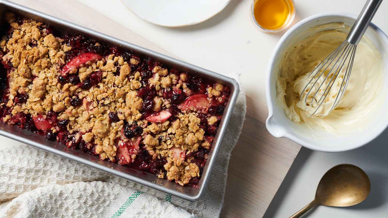 Cranberry and Apple Betty with Hard Sauce