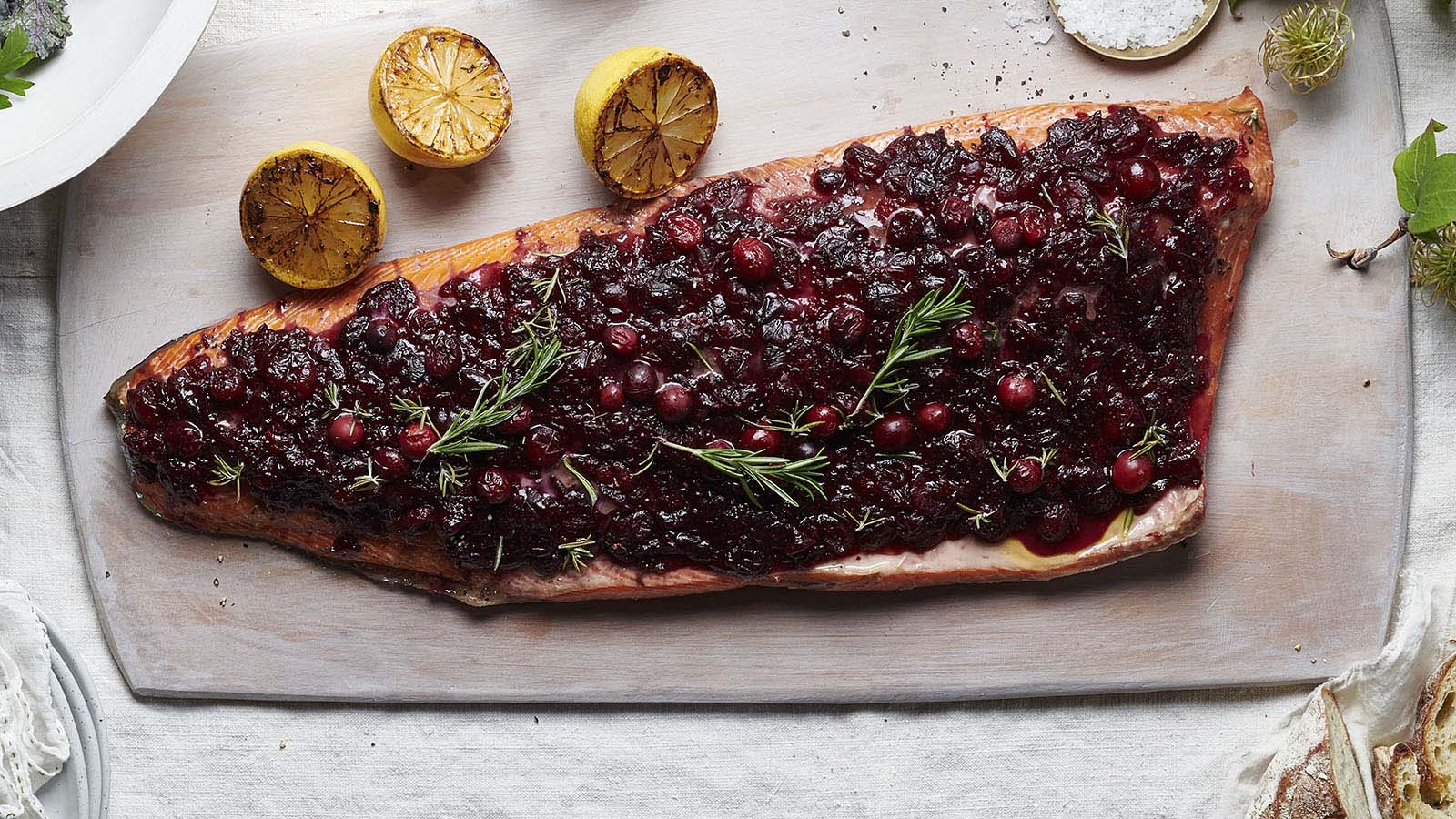 Roasted Salmon with Cranberry-Rosemary Chutney