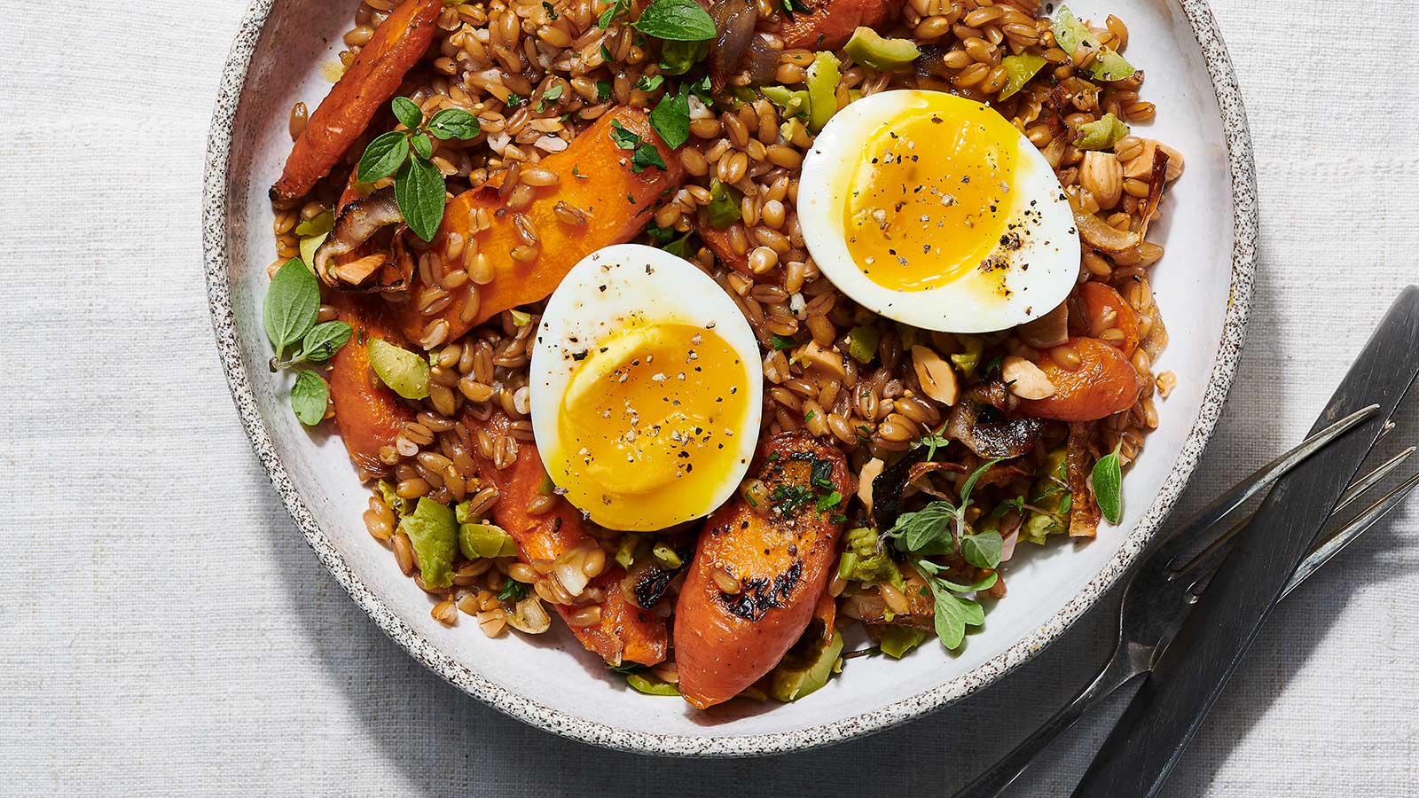 pcc farro bowl carrots soft boiled egg