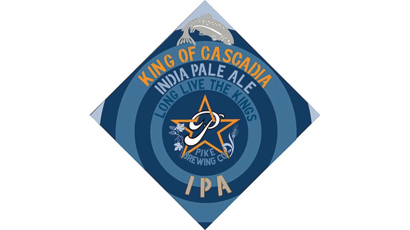 Pike Brewing Long Live the Kings IPA beer label.
