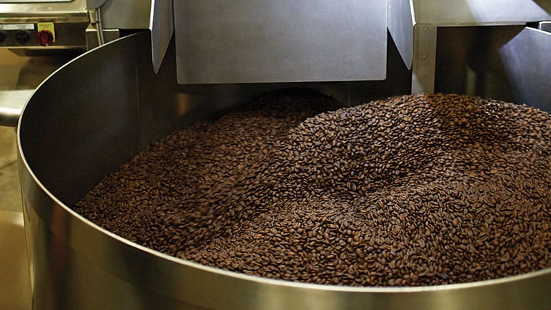 Coffee beans roasting.