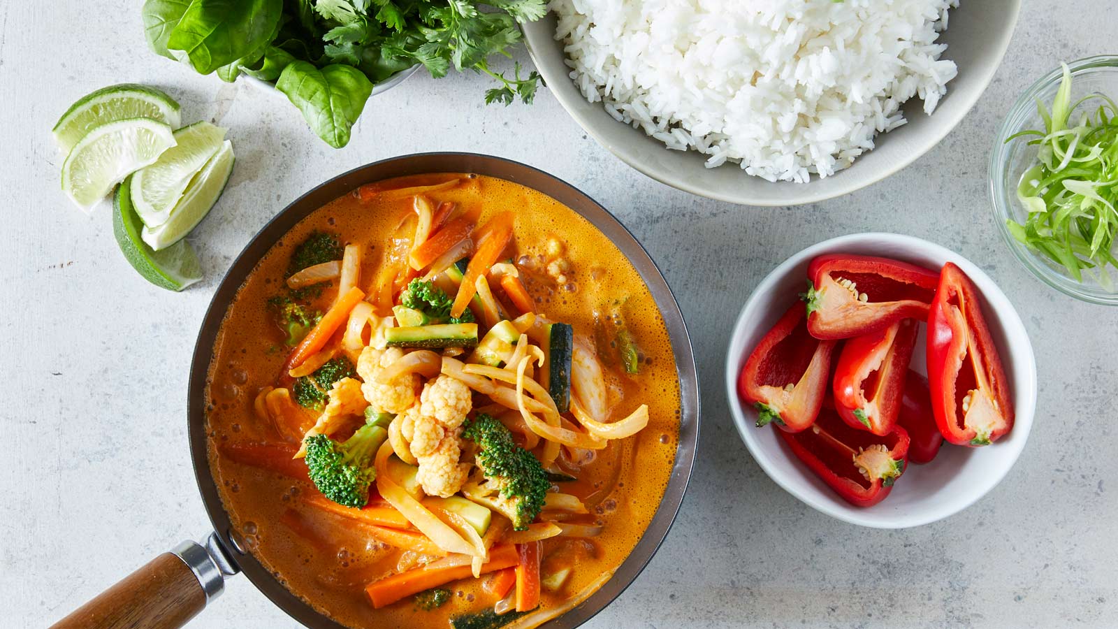 Red Curry Vegetables with Coconut Milk over Jasmine Rice