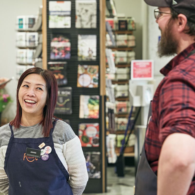 Annies with staff member