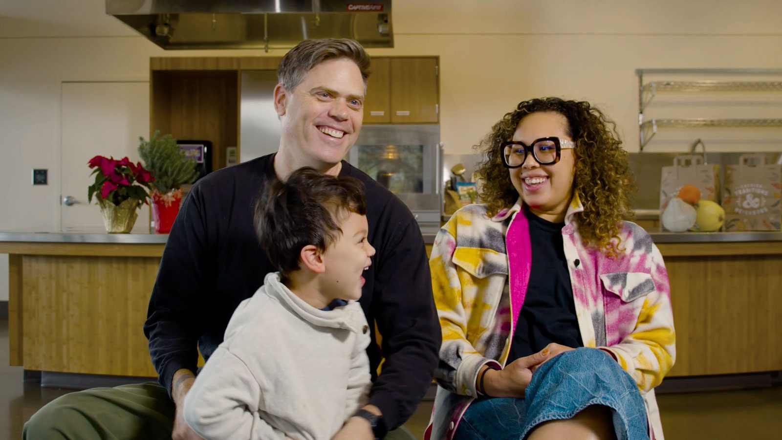 Cambridge MacDonald family spending time together before cooking a meal.